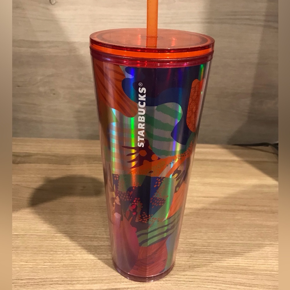 Starbucks Summer 2024 Butterfly Plastic Tumbler Cold Cup 24 oz with Straw